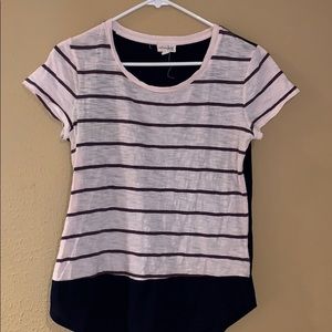 Light pink and navy stripes blouse